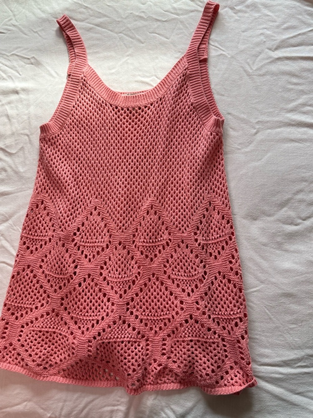 G.H. Bass & Co. 100% cotton Pink Crochet Knit Tank Dress size Large